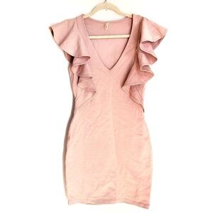 Glare Dress M Medium Pink V-Neck Bodycon